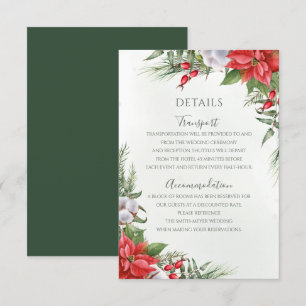 Kerstmis in Poinsettia Winter Greenery Wedding Informatiekaartje