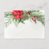 Kerstmis in Poinsettia Winter Greenery Wedding Informatiekaartje (Achterkant)