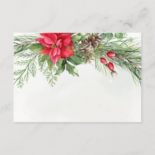 Kerstmis in Poinsettia Winter Greenery Wedding Informatiekaartje (Achterkant)