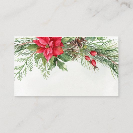 Kerstmis in Poinsettia Winter Greenery Wedding Informatiekaartje (Achterkant)