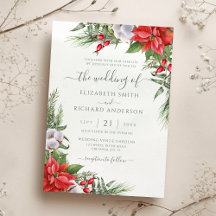 Kerstmis in Poinsettia Winter Greenery Wedding