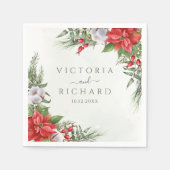 Kerstmis in Poinsettia Winter Greenery Wedding Servet (Voorkant)