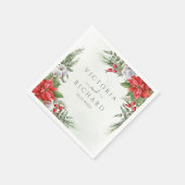 Kerstmis in Poinsettia Winter Greenery Wedding Servet (Hoek)