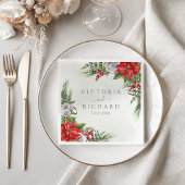 Kerstmis in Poinsettia Winter Greenery Wedding Servet