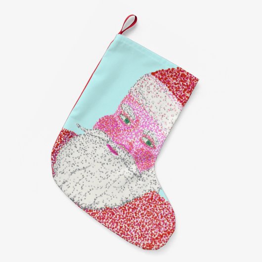 Kerstmis in Pointillism Santa Face Kleine Kerstsok (Voorkant (Hangend))