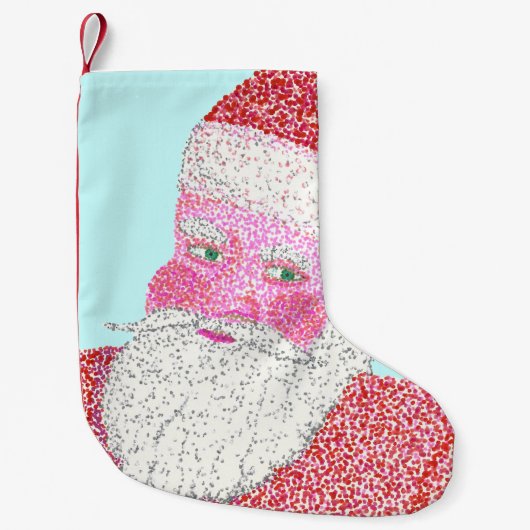 Kerstmis in Pointillism Santa Face Kleine Kerstsok (Voorkant)