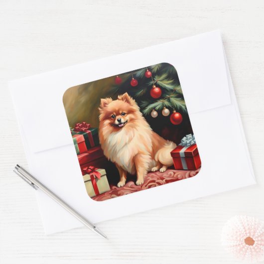 Kerstmis in Pommeren Vierkante Sticker (Envelop)