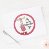 Kerstmis in pyjama met cacao ronde sticker (Envelop)