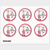 Kerstmis in pyjama met cacao ronde sticker (Vel)