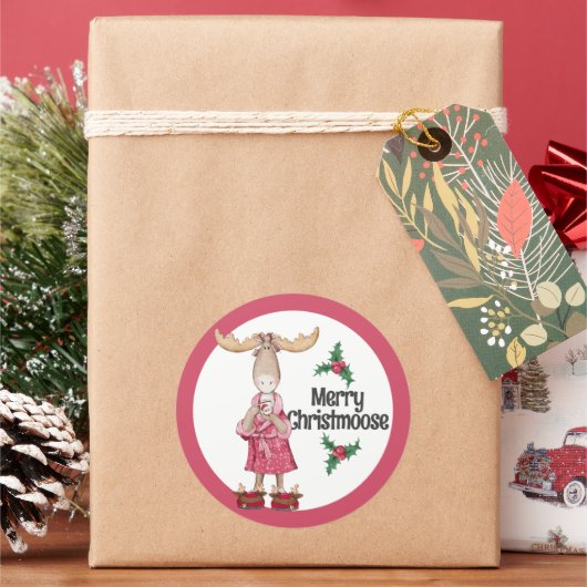 Kerstmis in pyjama met cacao ronde sticker (Feestdagen)