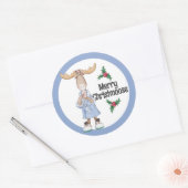 Kerstmis in pyjama met cacao ronde sticker (Envelop)