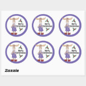 Kerstmis in pyjama met cacao ronde sticker (Vel)