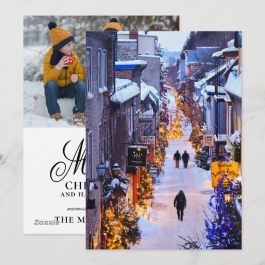 Kerstmis in Quartier Petit Champlain, Quebec Feestdagenkaart (Voorkant / Achterkant)