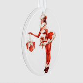 Kerstmis in Red Pin Up Girl Ornament (voorkant)