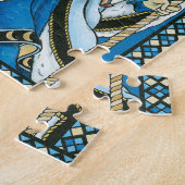 Kerstmis in retro stijl, Blauwe kerstman met sneeu Legpuzzel (Zijkant)