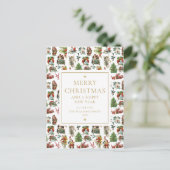 Kerstmis in Retro Stijl Feestdagenkaart (Staand voorkant)