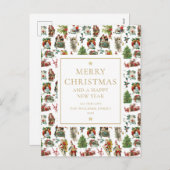 Kerstmis in Retro Stijl Feestdagenkaart (Voorkant / Achterkant)