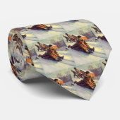 Kerstmis in retro-stijl, vader en dochter sleeën stropdas (Opgerold)