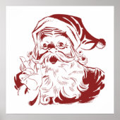 Kerstmis in retrostijl, jolige Kerstman in het roo Poster (Voorkant)