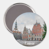 Kerstmis in Riga Letland Magnet (Voorkant / Achterkant)