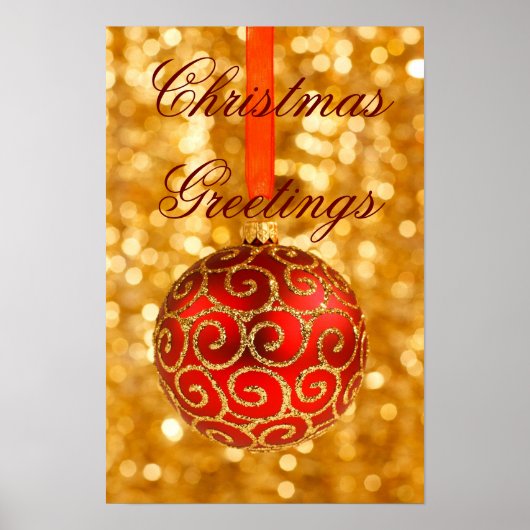 Kerstmis in rood en goud poster (Voorkant)