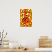 Kerstmis in rood en goud poster (Keuken)