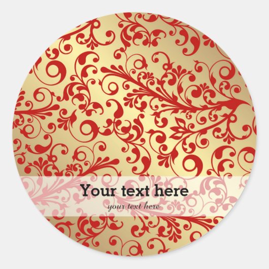 Kerstmis in rood en goud ronde sticker (Voorkant)