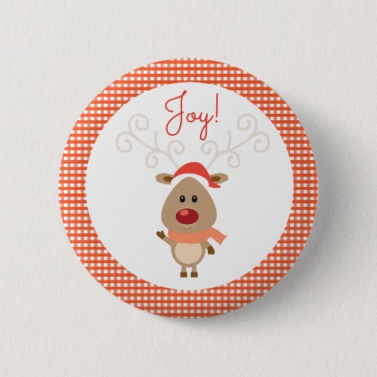 Kerstmis in Rood Gingham Ronde Button 5,7 Cm (Voorkant)