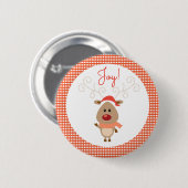 Kerstmis in Rood Gingham Ronde Button 5,7 Cm (Voorkant /achterkant)
