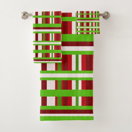 Kerstmis in rood, groen en wit bad handdoek (Insitu)