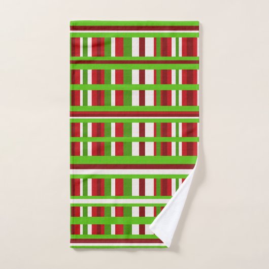Kerstmis in rood, groen en wit bad handdoek (Handdoek)