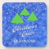 Kerstmis in Royal Blue en Lime Green Onderzetter (Voorkant)