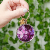 Kerstmis in roze en Paars Sleutelhanger (Hand)