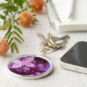 Kerstmis in roze en Paars Sleutelhanger (Zijkant)