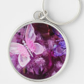 Kerstmis in roze en Paars Sleutelhanger (Voorkant)