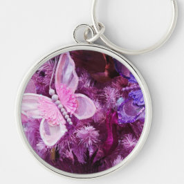 Kerstmis in roze en Paars Sleutelhanger