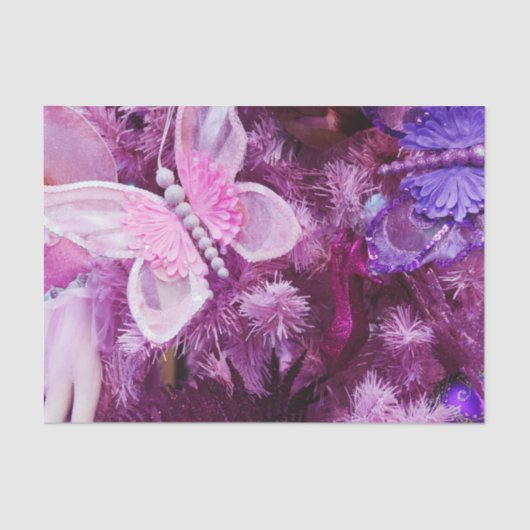 Kerstmis in roze en Paars Tissuepapier (Voorkant)