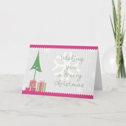 Kerstmis in Roze Feestdagen Kaart (Voorkant)