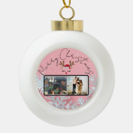Kerstmis in roze keramische bal ornament