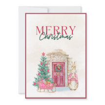 Kerstmis in roze schrift op vintage boerderijstijl