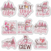 Kerstmis in Roze Stickers (Voorkant)