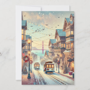 Kerstmis in San Francisco, Minimalistische Kerstka Feestdagenkaart