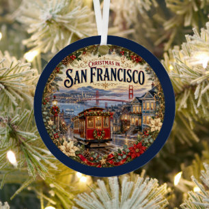 Kerstmis in San Francisco Vintage Reis Souvenir Metalen Ornament