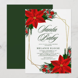 Kerstmis in Santa Baby shower Poinsettia Greenery Kaart