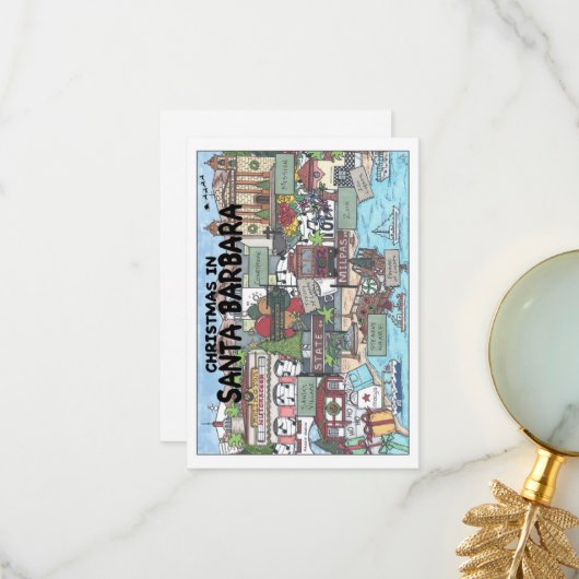 Kerstmis in Santa Barbara Bedankkaart (Voorkant / Achterkant in situ)