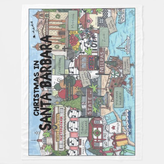 Kerstmis in Santa Barbara Fleece Deken (Voorkant)