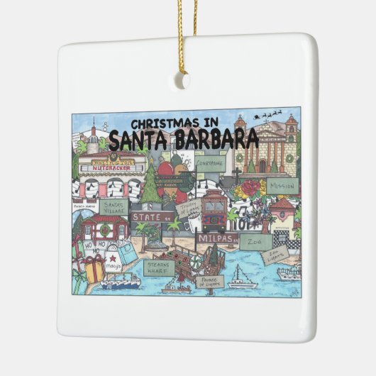 Kerstmis in Santa Barbara Keramisch Ornament (Links)