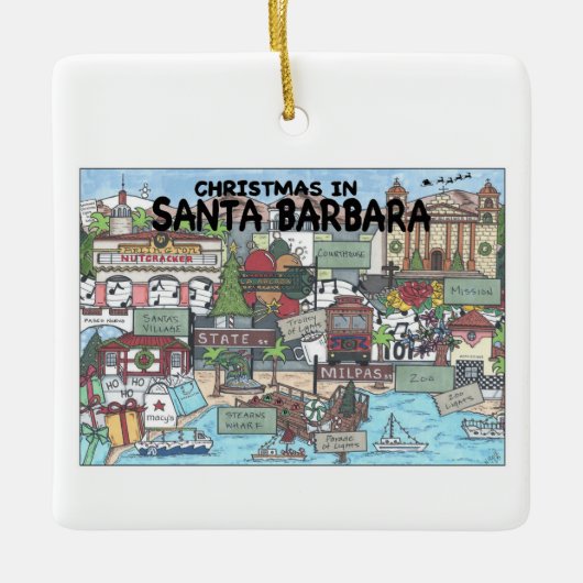 Kerstmis in Santa Barbara Keramisch Ornament (Voorkant)