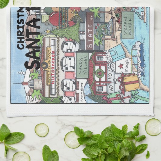 Kerstmis in Santa Barbara Theedoek (Gevouwen)