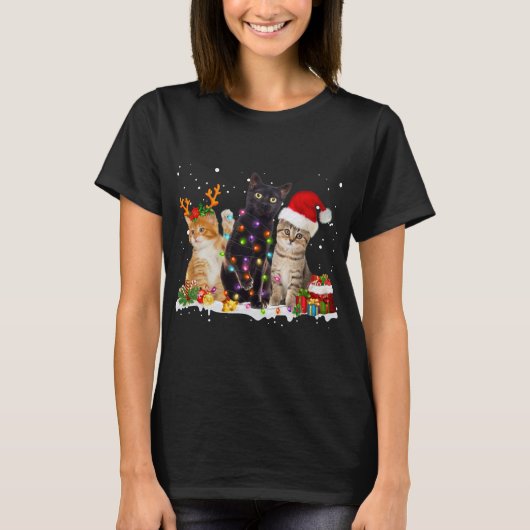 Kerstmis in Santa Cat Light: prachtige rendierster T-shirt (Voorkant)